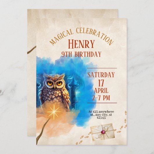 Wizard School Themed Birthday Party Invitation Save The Date (Vorne/Hinten)