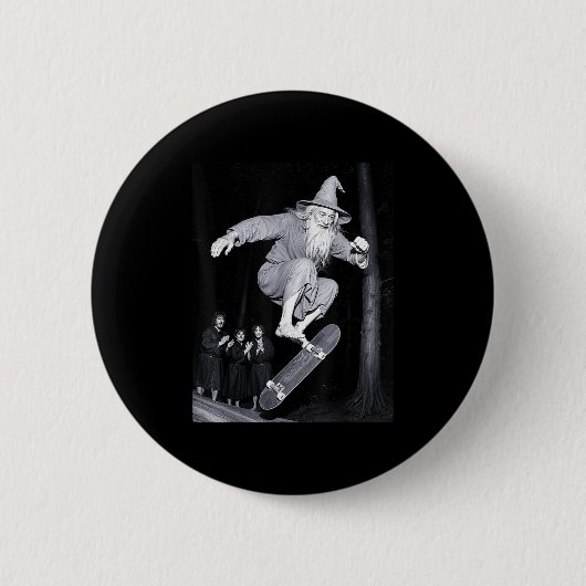 Wizard Skateboarding Funny Meme Skater Halloween G Button (Vorderseite)