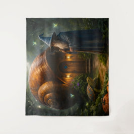 Wizard snail shell cottage large fantasy wall tap wandteppich