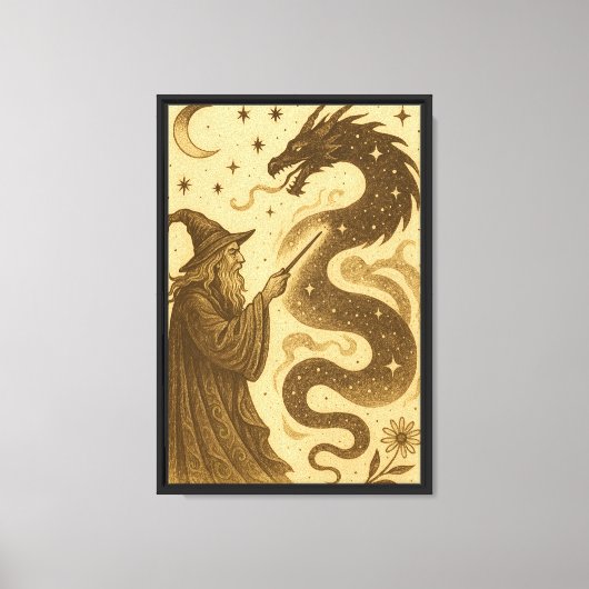 Wizard Summoning Dragon Leinwanddruck (Vorderseite)