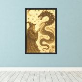 Wizard Summoning Dragon Leinwanddruck (Insitu (Holzboden))