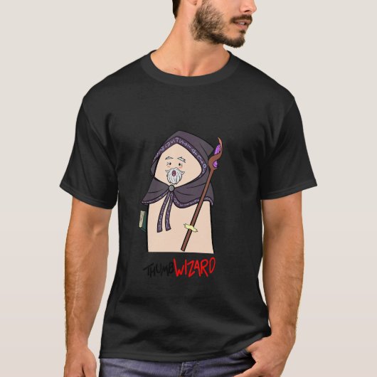 Wizard Thumb Ironic Fantasy T-Shirt (Vorderseite)