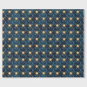 Wizard Wand Celestial Sun Moon Blue Hintergrund Geschenkpapier (Flach)