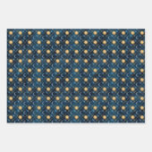 Wizard Wand Celestial Sun Moon Blue Hintergrund Geschenkpapier Set (Vorderseite 2)