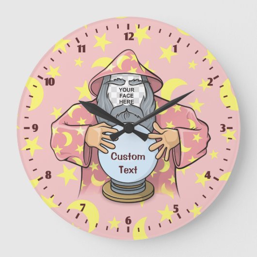 Wizard with your face große wanduhr (Vorderseite)