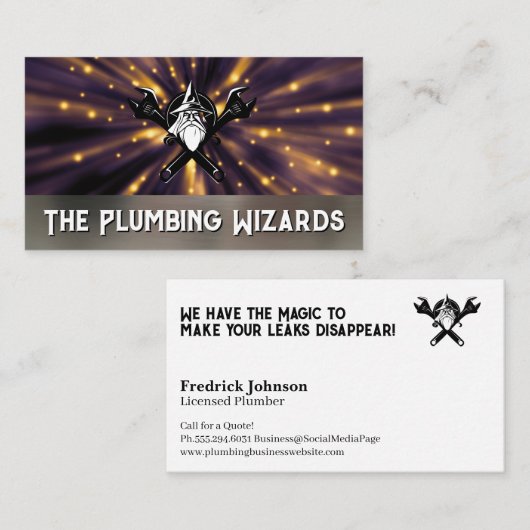 Wizard Wrenches-Logo | Magischer Hintergrund Visitenkarte (Vorne/Hinten)