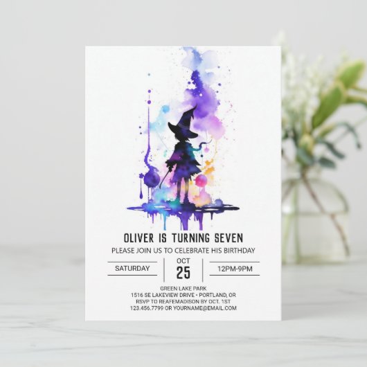 Wizardry Little Wizard Geburtstag Einladung (Stehend Vorderseite)