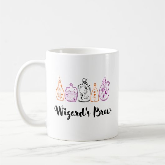 Wizard's Brew Funny Customizable Kaffeetasse (Links)