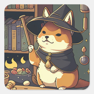 Wizards Shiba Inu Quadratischer Aufkleber
