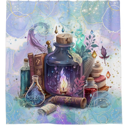 Wizardtabelle | Hexenzauberschreibtisch für Wasser Duschvorhang (Vorderseite)