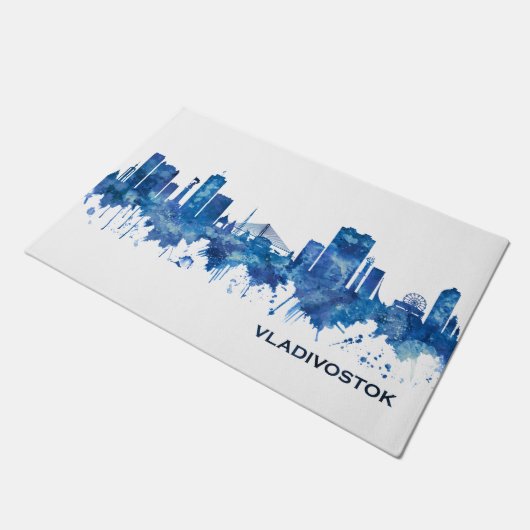 Wladiwostok Russland Skyline Blue Fußmatte (Schrägansicht)