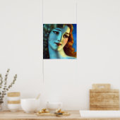 Władysław T. Benda Head of Girl with Long Blonde Poster (Küche)