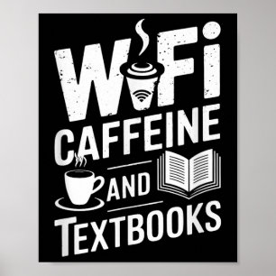 WLAN Kaffee und Lehrbücher Poster