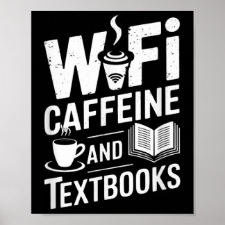 WLAN Kaffee und Lehrbücher Poster