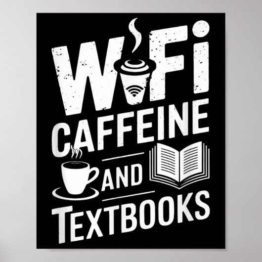 WLAN Kaffee und Lehrbücher Poster (Vorne)