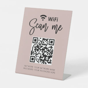 WLAN-Kennwort QR-Code Girl Blush Pink Business Sockelschild