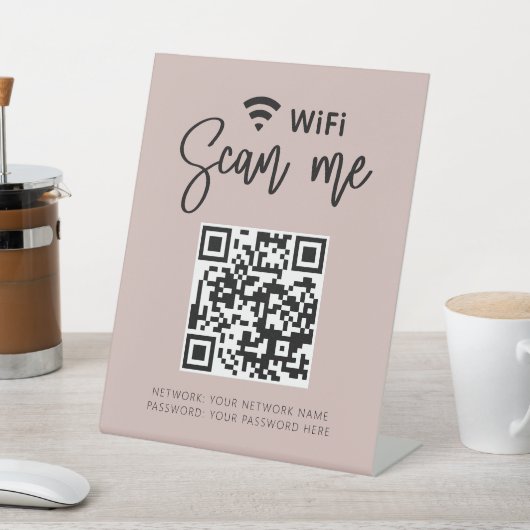 WLAN-Kennwort QR-Code Girl Blush Pink Business Sockelschild (In SItu)