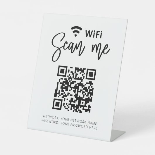 WLAN-Kennwort QR-Code Weißes Minimalistisches Gesc Sockelschild (Vorderseite)