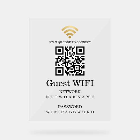 WLAN-Kennwort und Netzwerk-QR-Code Personalisiert Acrylschild (Vorderseite)