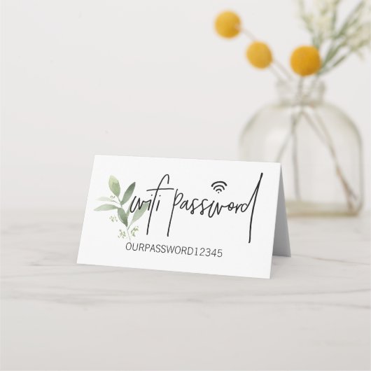 WLAN-Kennwort Wasserfarbenblatt-SIGN Platzkarte (Vorderseite)