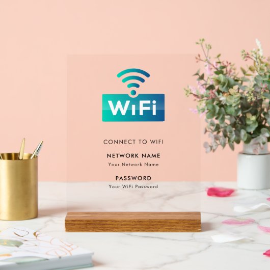 WLAN-Netzwerk mit eigener Marke Connect Modern Whi Acrylschild (Hochzeit)