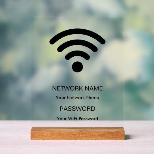 WLAN-Netzwerk mit eigener Marke und Kennwort weiß Acrylschild (Neutral)