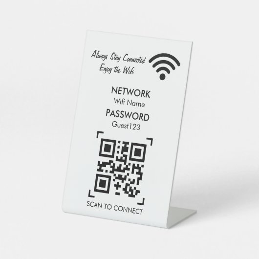 WLAN-Netzwerk mit QR-Code, benutzerdefinierter Tex Sockelschild (Vorderseite)