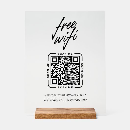 WLAN-Netzwerk-QR-Code Moderne schwarze Geschäftslö Acrylschild (Vorderseite)