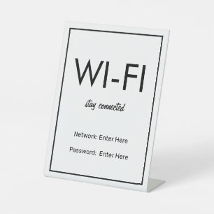 WLAN-Netzwerk und Passwort Geschäft Einzelhandel Sockelschild