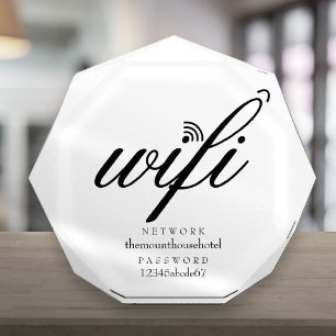WLAN-Netzwerk und Passwort Schild Fotoblock