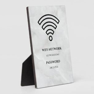 WLAN-Netzwerk und Passwort Schwarzes Schild Fotoplatte
