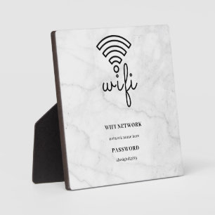 WLAN-Netzwerk und Passwort Weiße Plakette Fotoplatte