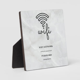 WLAN-Netzwerk und Passwort Weiße Plakette Fotoplatte