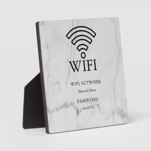WLAN-Netzwerk und Passwort Weiße Plakette Fotoplatte
