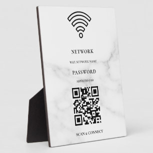 WLAN-Netzwerk und Passwort Weiße Plakette Fotoplatte