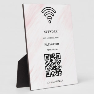 WLAN-Netzwerk und Passwort Weiße Plakette Fotoplatte