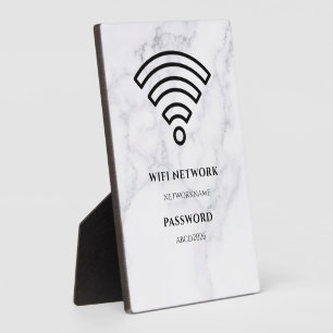WLAN-Netzwerk und Passwort Weiße Plakette Fotoplatte