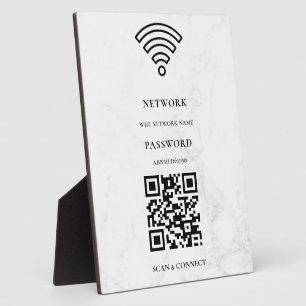 WLAN-Netzwerk und Passwort Weiße Plakette Fotoplatte