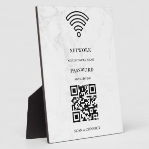 WLAN-Netzwerk und Passwort Weiße Plakette Fotoplatte