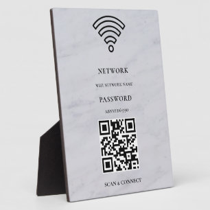 WLAN-Netzwerk und Passwort Weiße Plakette Fotoplatte