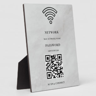 WLAN-Netzwerk und Passwort Weiße Plakette Fotoplatte