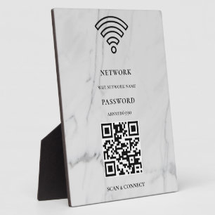 WLAN-Netzwerk und Passwort Weiße Plakette Fotoplatte