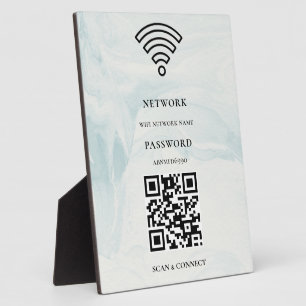 WLAN-Netzwerk und Passwort Weiße Plakette Fotoplatte