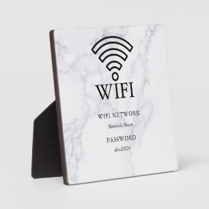 WLAN-Netzwerk und Passwort Weiße Plakette Fotoplatte