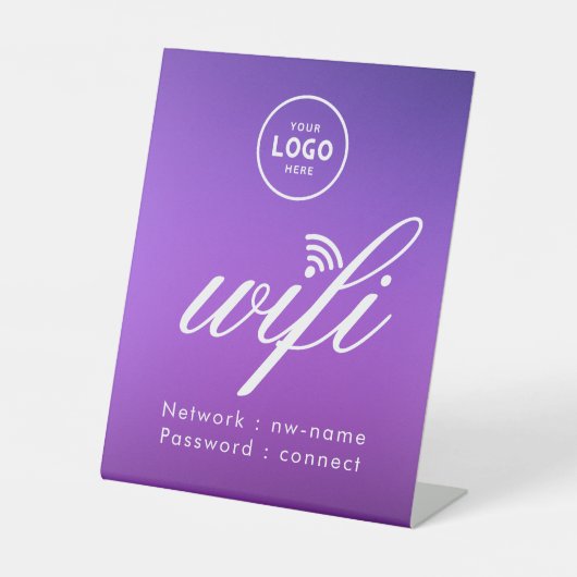 WLAN-Passwort-Code Geschäft Logo Blau Sockelschild (Vorderseite)