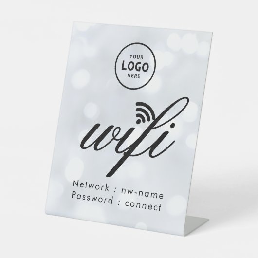 WLAN-Passwort-Code Geschäft Logo Blau Sockelschild (Vorderseite)
