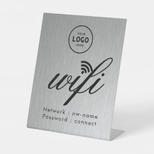 WLAN-Passwort-Code Geschäft Logo Blau Sockelschild