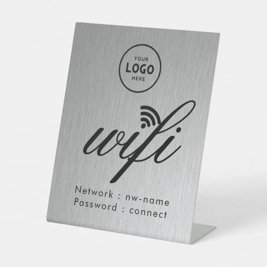 WLAN-Passwort-Code Geschäft Logo Blau Sockelschild (Vorderseite)