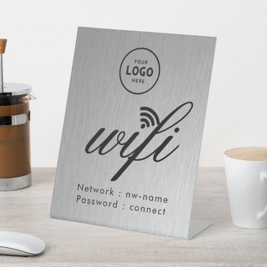 WLAN-Passwort-Code Geschäft Logo Blau  Sockelschild (In SItu)