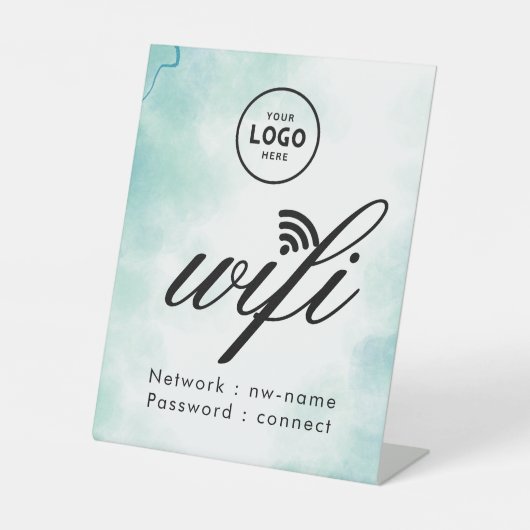 WLAN-Passwort-Code-Geschäftslogo Blau Sockelschild (Vorderseite)